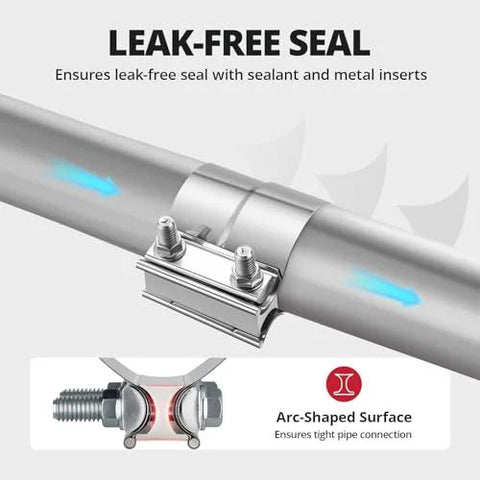 EVIL ENERGY 2'' exhaust clamp, stainless steel lap-joint band with bolts on a pipe