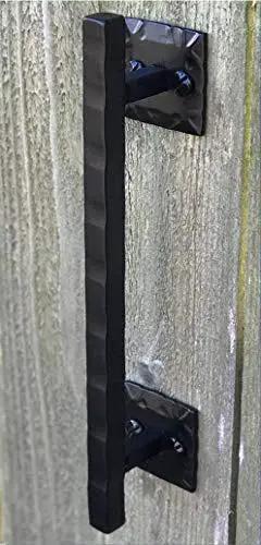 12 Inch Rustic Black Barn Door Handle Pull For DIY Sliding Barn Door Hardware Kit with durable construction on wooden door