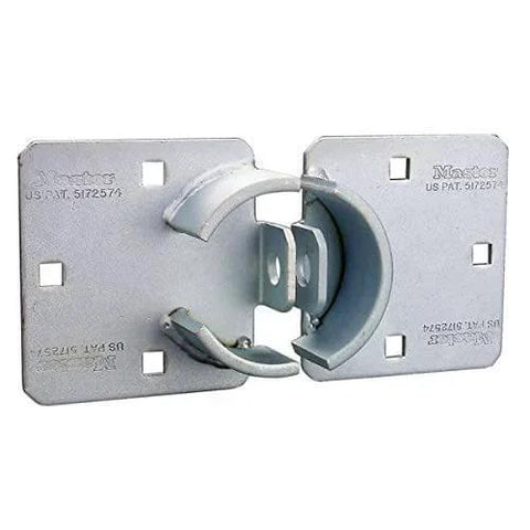 Heavy Duty Chrome Hasp Lock With Hidden Shackle, Solid Steel Security Lock for trucks, trailers, and vans, close-up view