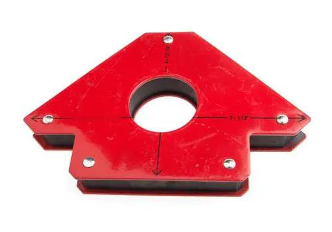 Magnetic Welding Jig With Center Hole Large Lift Up To 75 Pounds Ideal Go To Worksite Helper Great Third Hand For Welding Soldering And Assembly Includes 45 90 And 135 Degree Angles Made In USA Red, front view