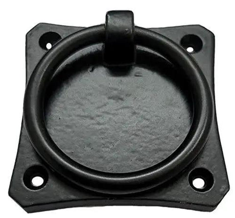 Pethahiah Antique Cast Iron Cabinet Ring Drop Pulls 2.5 Inch Matte Black 2 Pack for Vintage Cabinets Doors Drawers Closets Wardrobes and Furniture Cupboards Sheds
