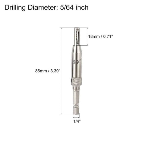 Self Centering Hinge Tapper Core Drill Bit 5/64 Inch Diameter For Woodworking shown with dimensions and sizes labeled