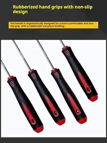 4 Piece Automotive Pick Tool Set with Non Slip Ergonomic Grips, Precision Steel Hooks for Oil Seal and Gasket Removal