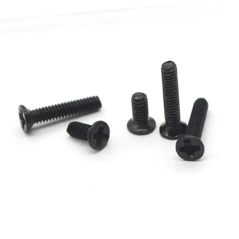 18 Spec Miniature Screw Set Kit With Flat Head Screws In Transparent Case For Glasses And DIY Repairs scattered on white background