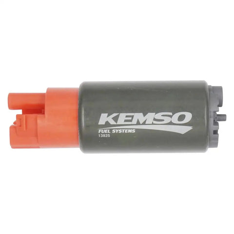 Side view of 340 LPH Kickass High Performance Fuel Pump for Subaru and Honda, replaces AEM 50 1215, supports gasoline and E85.