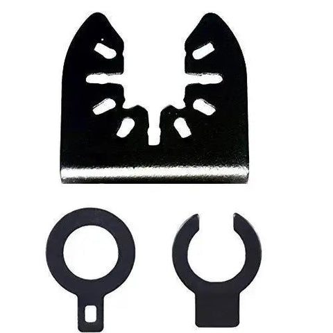 Titanium Bi Metal Oscillating Tool Blades For Metal Wood Nails Screws Plastic Cutting 3 Pack By EZARC shown with adapters