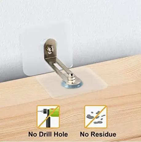 Anti Tip Furniture Anchors No Drill With Strong Adhesive And L Bracket For Baby Proofing Cabinets Bookcases Dressers And Shelves Easy Installation