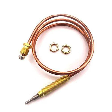 Copper propane grill thermocouple sensor with brass fittings and two nuts
