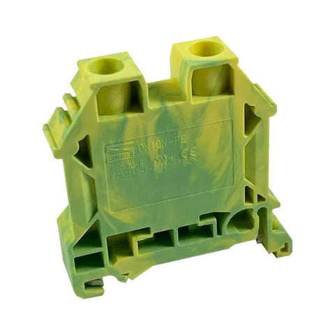 Compact DIN Rail Ground Block Terminal With Screw Type Connection for Easy Wiring, 6-16 AWG, UL Listed, Pack of 3.