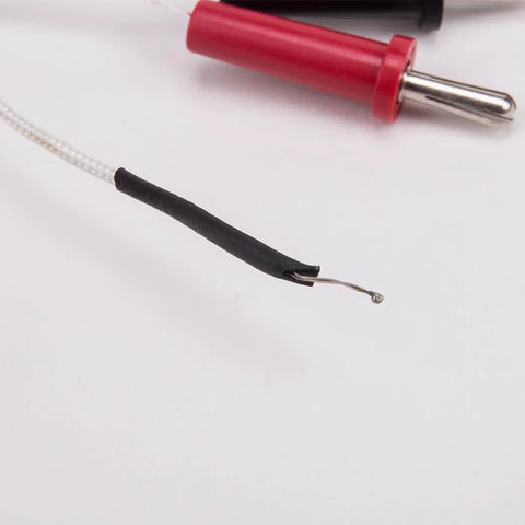 K-type thermocouple temperature sensor probe, red handle, black insulated lead, 2-pack for multimeters