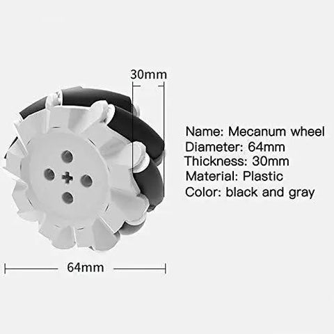 64mm black and gray Mecanum wheel for Heavy Duty 5Kg Load 64mm Mecanum Wheel Omni Tire Kit With TT And N20 Motor Hubs
