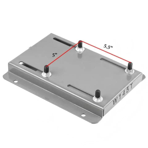 145T Frame Motor Slide Base for Worldwide Electric Motors Adjustable Mounting Plate with 5.5 by 5 Inch Pegs, Steel, Gray