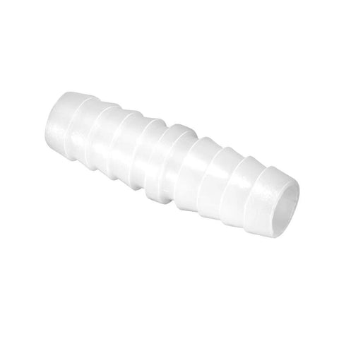 Plastic hose barb fitting 3/8 in x 3/8 in, barbed splice, 5-pack, white