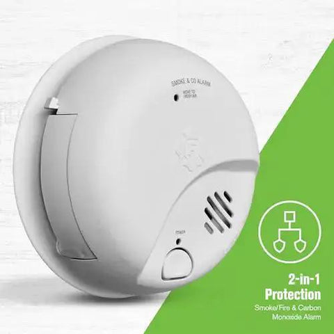 2 In 1 Smoke And Carbon Monoxide Alarm With Battery Power, Test And Silence Button, Real Talk Precision Detection, SMICO100