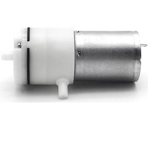 Micro air pump DC 12V, white plastic front with silver motor housing, for medical treatment instruments