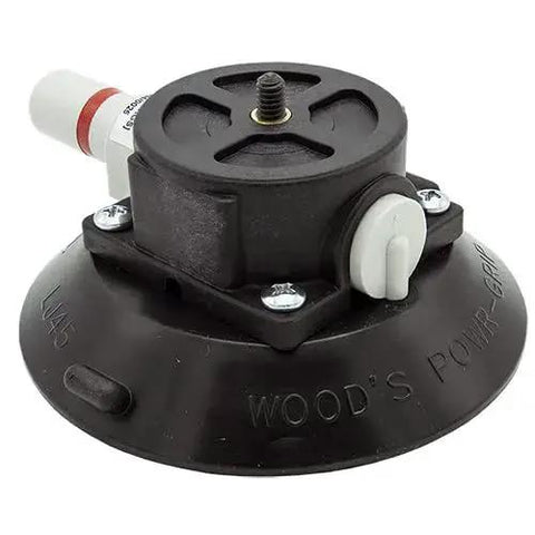 Side view of 4.5 Inch Vacuum Mounting Cup With 1/4-20 Stud For No Drill Mounting showing black cup with threaded stud.