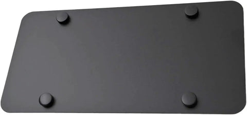 Stainless Steel License Plate Backing Reinforcement Plate Black 12x6 1mm Thick Heavy Duty With Screws And Caps Powder Coated Finish