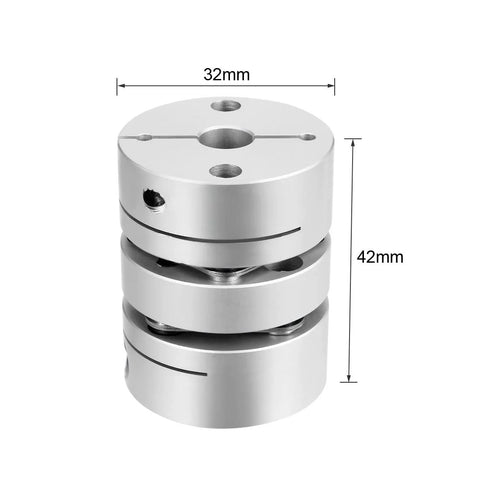 uxcell 8mmx10mm clamp-tight motor shaft diaphragm coupling, silver metal, two-piece, front view