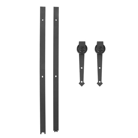 6-Foot Sliding Barn Door Roller Track Kit With Carbon Steel Hardware And POM Rollers For Smooth Quiet Movement, Closet And Cabinet Door Hardware For Home, Kitchen, And Office displayed on white background