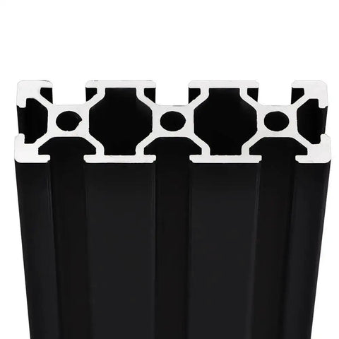 Two Pack 2060 T Slot Aluminum Extrusion Profile Fifteen Point Seven Five Inch Length European Standard Anodized Linear Rail For DIY 3D Printers And CNC Projects Heavy Duty Black Finish Ideal For Makers And Pros, close-up view.