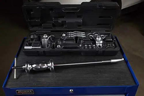9 Way Slide Hammer Puller Set Heavy Duty Black Finish With Internal And External Jaws, Dual And Triple Cross Blocks And Cone
