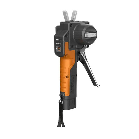 Side view of Cordless Power Flaring Tool For Copper Pipe Three Quarter Inch OD Rechargeable, featuring handle and flare opening.