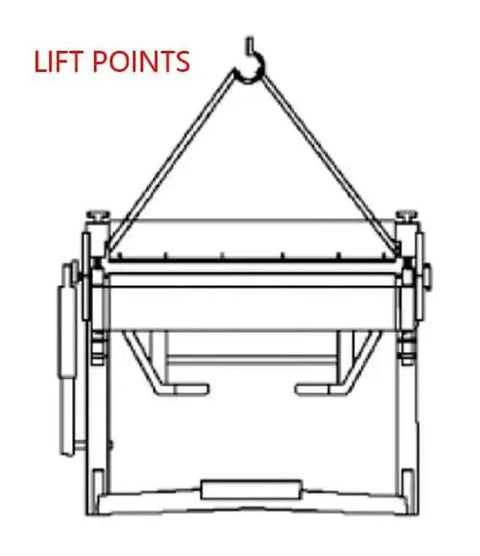 Diagram showing lift points for Workhorse 40 Inch Box And Pan Brake For 12 Gauge Mild Steel With Hands Free Foot Control, PBB4012.