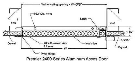 Premier 24x24 Series aluminum access door with keyed latch, insulated for wall or ceiling mounting