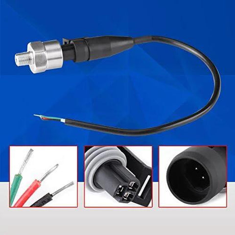100 PSI pressure transducer with 316 stainless steel body and 1/8 NPT thread, cable-connected sensor
