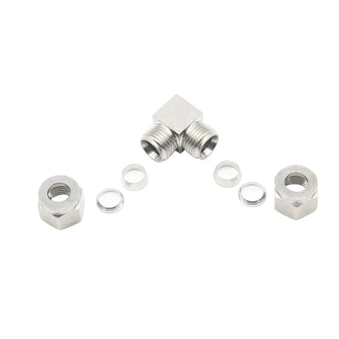 Pysrych 304 stainless steel 90-degree compression tube elbow, 3/8 in. OD x 3/8 in. OD, pack of 2 with nuts