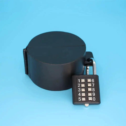 Kid Proof Door Knob Locking Device for Bedroom Doors, Metal Black, Prevents Turning Of Knob And Keyhole Access, Easy Install Door Lock With Padlock