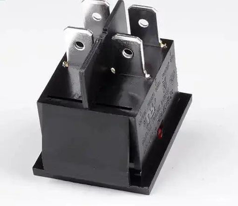 Beefy Heavy Duty 4 Pin 2 Position Rocker Switch with Black Red Indicator Light, silver contacts, for industrial use