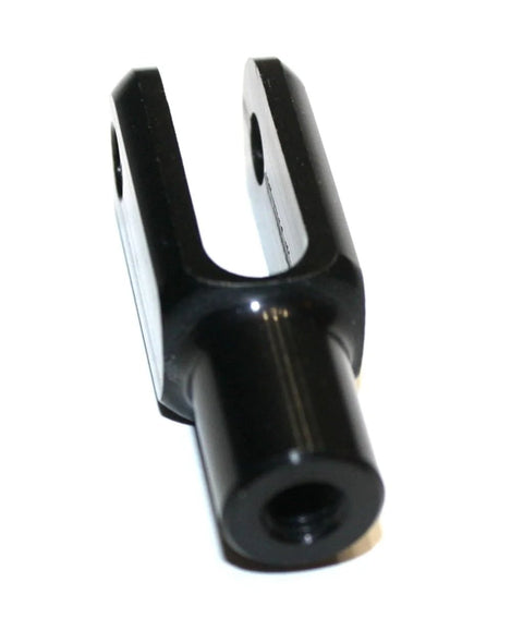 Throttle Rod Clevis Kit With 6061 Billet Aluminum Black Anodized Finish For Go Kart Racing close-up view of single clevis