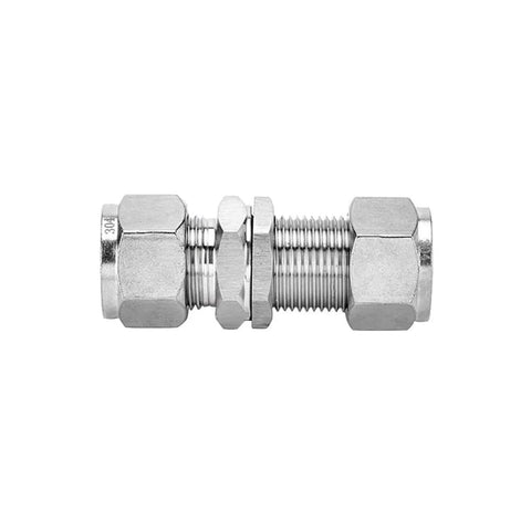 Pysrych 304 stainless steel compression tube fitting bulkhead union, 1/8 in OD x 1/8 in OD, pack of 2