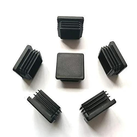8 Pack 1 1/2 Inch Square Black Plastic End Caps For Square Tubing And Furniture Finishing Plugs in a circle