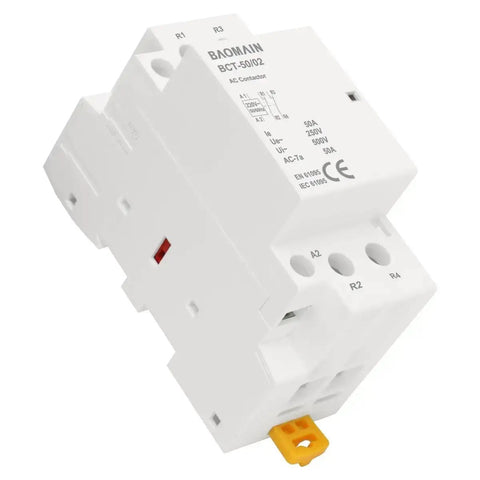 220V AC 2 Pole Contactor With 2 NC Normally Closed Contacts for fail-safe control, DIN rail mount, heavy-duty electrical switch