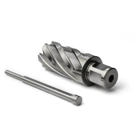 One And One Eighth Inch Annular Cutter For Magnetic Drill Press With Two Inch Cutting Depth, Three Quarter Inch Weldon Shank And Two Flat, Pilot Pin For Precise Holes