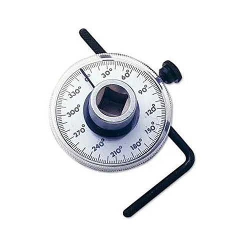 Torque Wrench Angle Gauge Tool For Half Inch Drive SF0136 With Adjustable Holding Rod And 360 Degree Scale In 2 Degree Increments