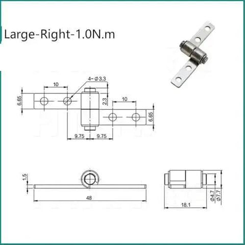 360 Degree Torque Hinge With Damping For Folding Tables And Flip Tables Built Tough Durable Metal Construction Easy To Install And Disassemble Positioning Stop Provides Smooth Operation And Long Lasting Performance For Home Office And Workshop Furniture with technical dimensions and design details.