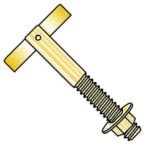 3/8 X 3 1/4 T Anchor Zinc Yellow Pack Of 50 For Ceiling And Hollow Walls In Steel, Concrete Or Wood Smaller Holes Than Toggle Bolts