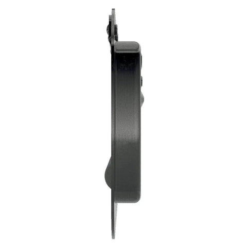 Side view of a Four Pack Large Spring Loaded Recessed Steel Handle With Black Powder Coat and Padded Rubber Grip for case chest box cabinet.