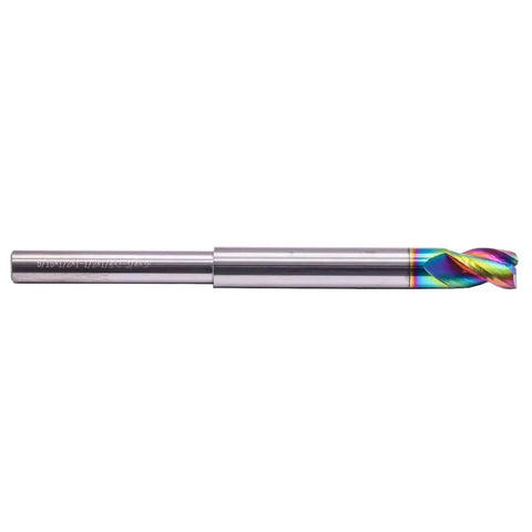 Two Pack DLC Coated Solid Carbide Square End Mills For Aluminum And Copper Five Sixteenth Inch Cutting Diameter Reduced Shank