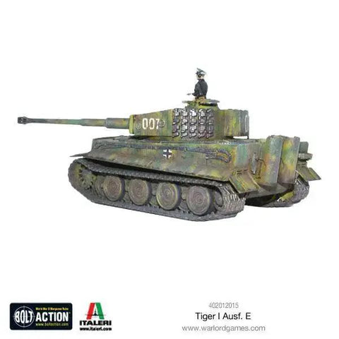 Tiger I Ausf E 1 To 56 Scale German Army Plastic Tank Kit with commander figure for Bolt Action tabletop battles 28mm miniatures