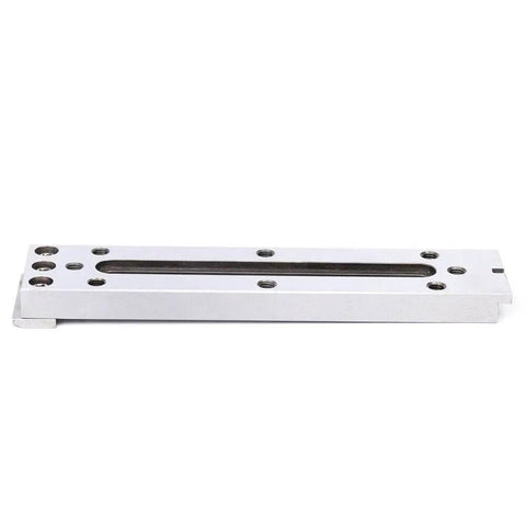 Side view of Pro-Grade High-Precision EDM Wire Cut Fixture Jig in S136 Steel with M8 Thread, 8.66x1.97x0.59 inches.