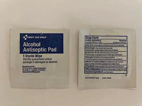 Alcohol antiseptic wipes from Watertight Explorer 67-Piece Outdoor First Aid Kit for Hiking and Camping.