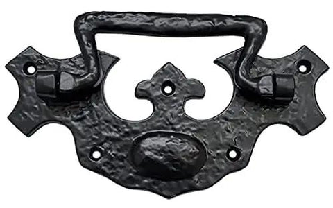Phicol Antique Cast Iron Cabinet Ring Drop Pulls Pack Of 2 Matte Black For Vintage Wood Barn Doors, classic design