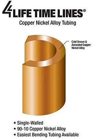 4LIFETIMELINES copper-nickel brake line tubing; front view with logo, 1/4 in x 25 ft, inverted flare