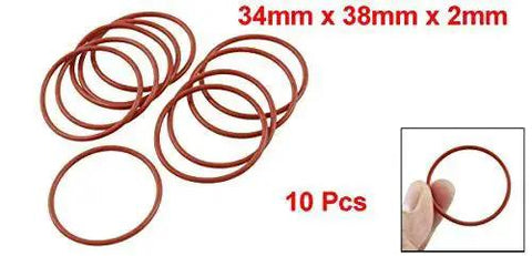 Red Silicone O Ring 38mm OD 34mm ID 2mm Thick VMQ Seal Gasket Pack Of 10 for travel mugs and small appliances