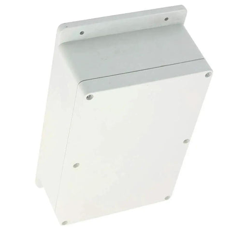 Heavy Duty ABS Plastic Junction Box for Indoor Outdoor Use, IP65 Dustproof Waterproof Electrical Enclosure in grey, angled view