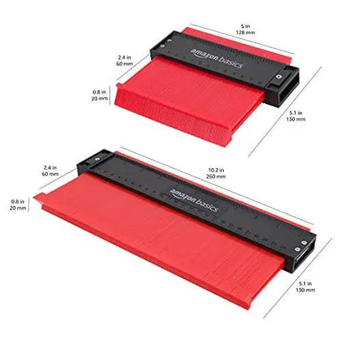 Contour Gauge Set Of 2 5 Inch And 10 Inch Profile Tools for shape duplicating with measuring scale and magnetic back, top view